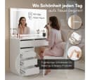 Bellamio Schminktisch Nore mit LED-Spiegel Weiß 5 Schubladen Bild 1