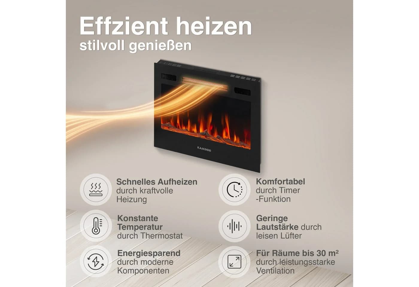 KAMINIO Elektrokamin MARLON 3in1 Kamin 1800W - Bild 4