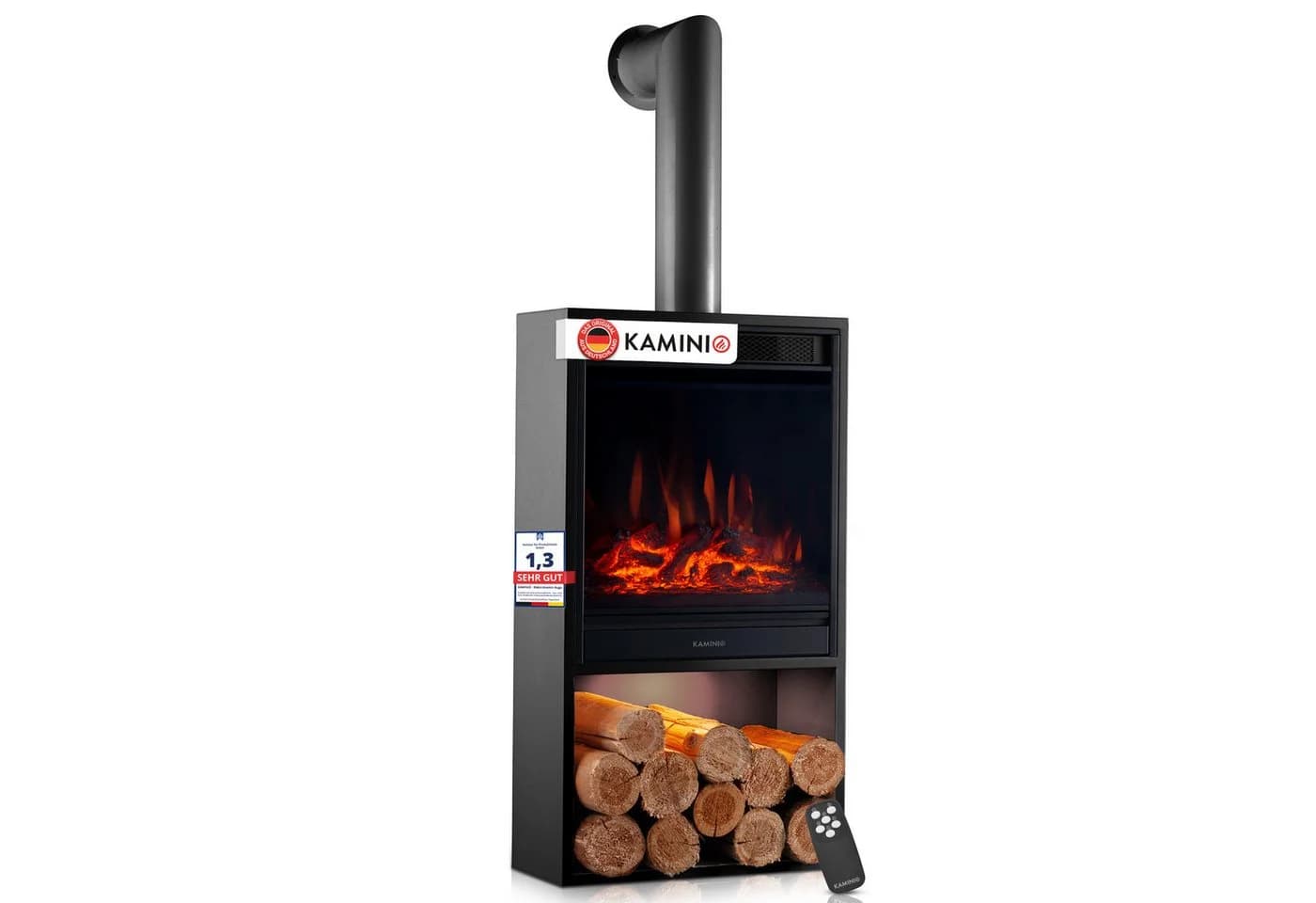 KAMINIO Elektrokamin HUGO Schwarz mit 3D-Flammeneffekt & 1800W Heizung - Bild 2