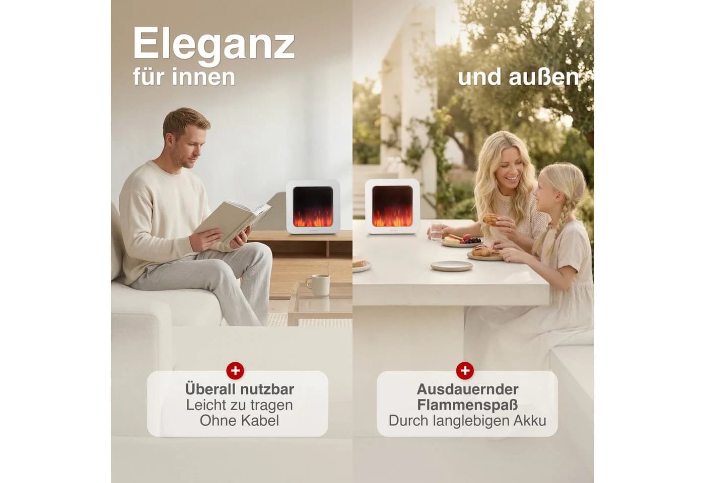 KAMINIO Tischfeuer MIA 3D-Flammeneffekt Elektrisch Weiß - Bild 3
