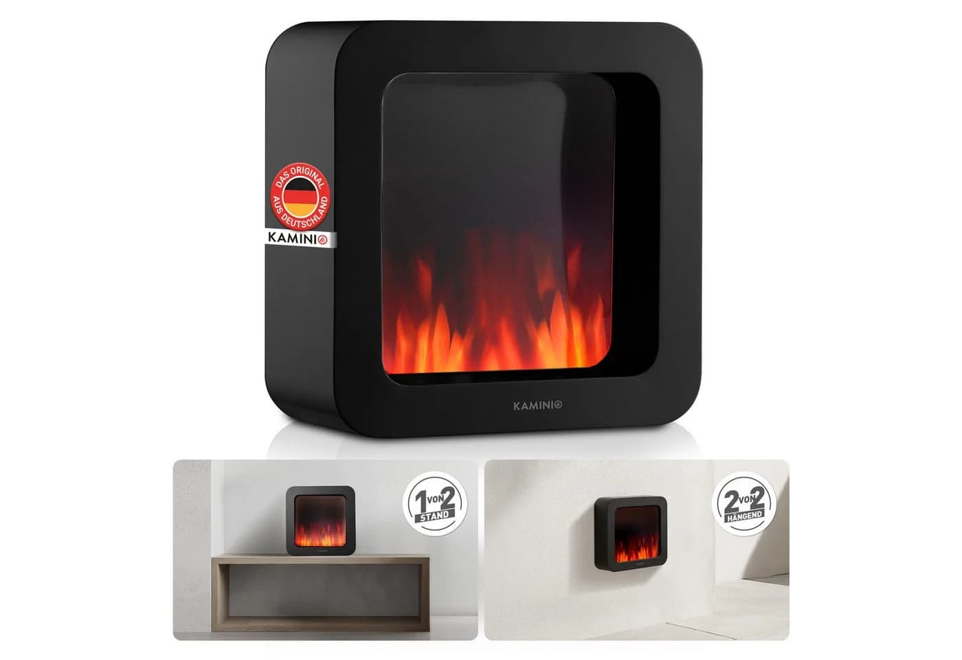 KAMINIO Tischfeuer MIA Elektrischer Kamin Schwarz 3D-Flammeneffekt - Bild 2