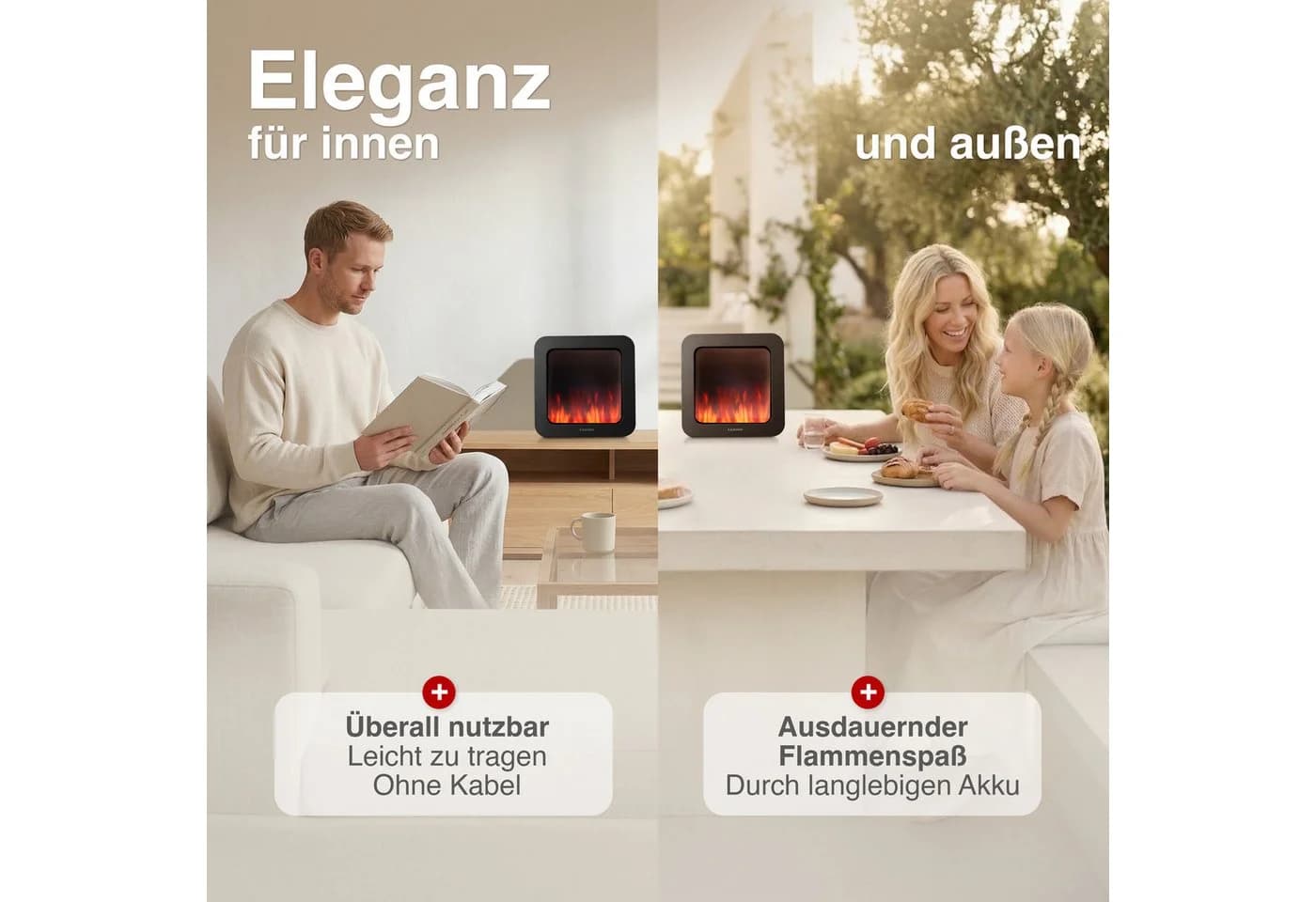 KAMINIO Tischfeuer MIA Elektrischer Kamin Schwarz 3D-Flammeneffekt - Bild 3