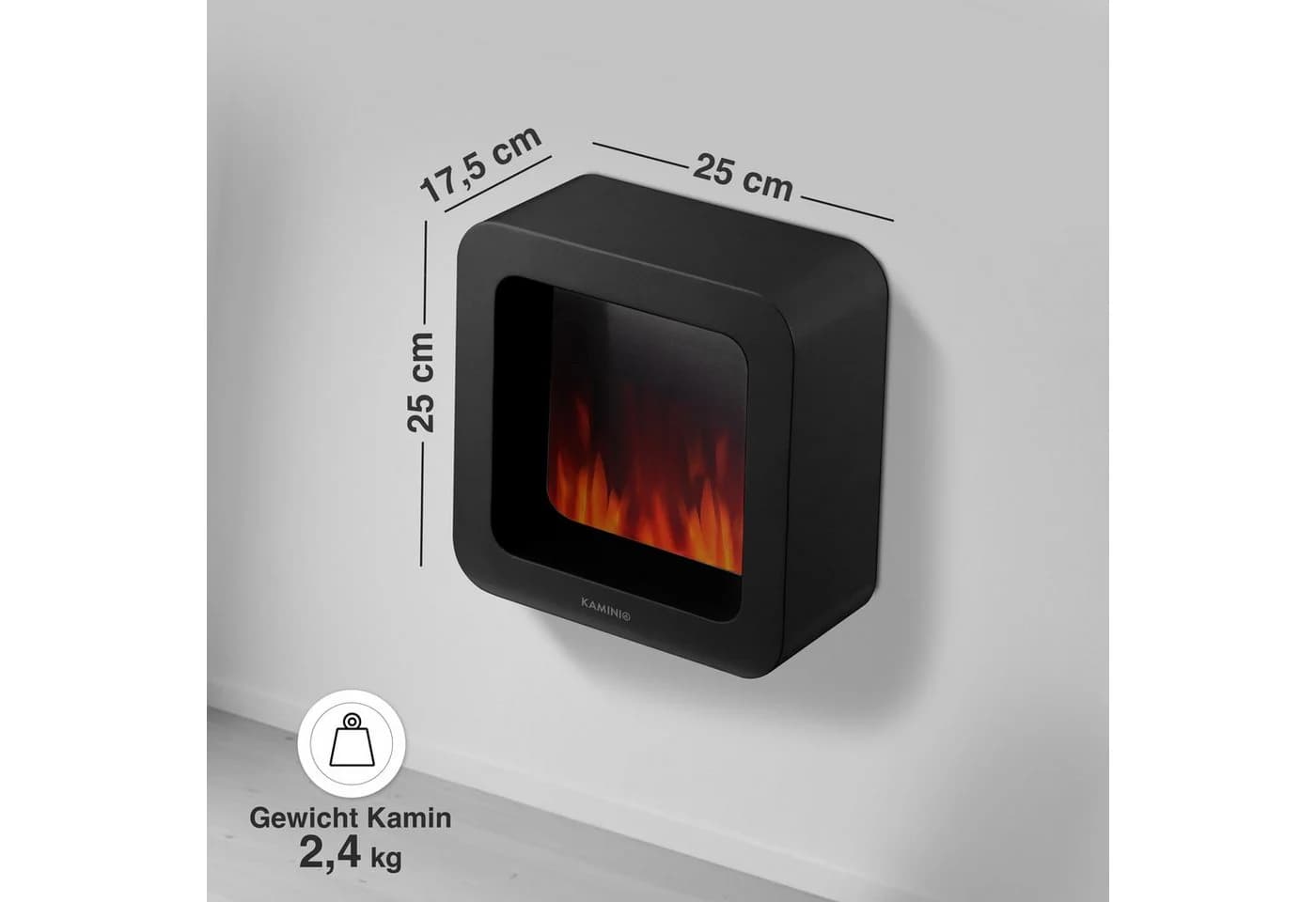 KAMINIO Tischfeuer MIA Elektrischer Kamin Schwarz 3D-Flammeneffekt - Bild 5