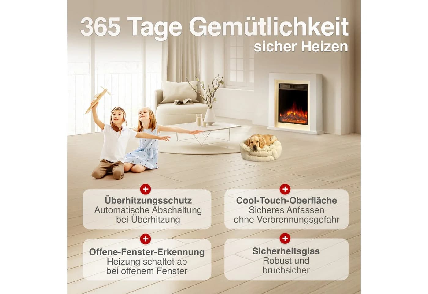 KAMINIO Elektrokamin MATTI mit 3D-Flammeneffekt, Ambientelicht und 1800W Heizung - Bild 5