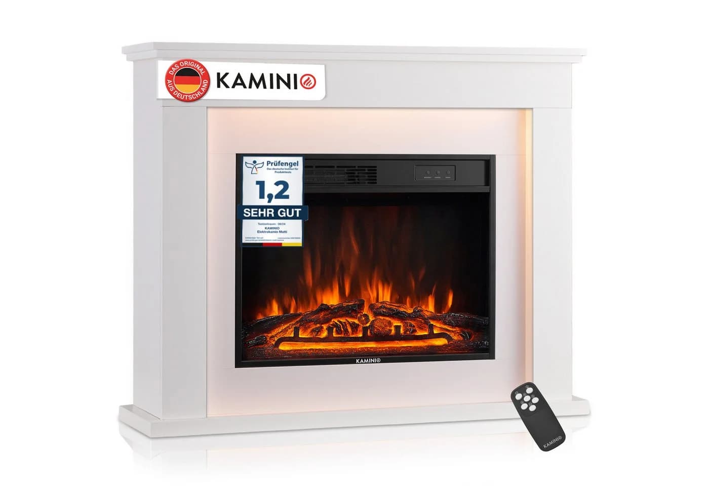 KAMINIO Elektrokamin MATTI Weiß mit 3D-Flammeneffekt & 1800W Heizung - Bild 2