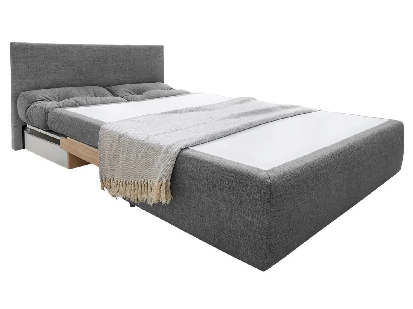 luma-home Schlafsofa 15119 Grau mit Bettkasten und Schlaf-Funktion