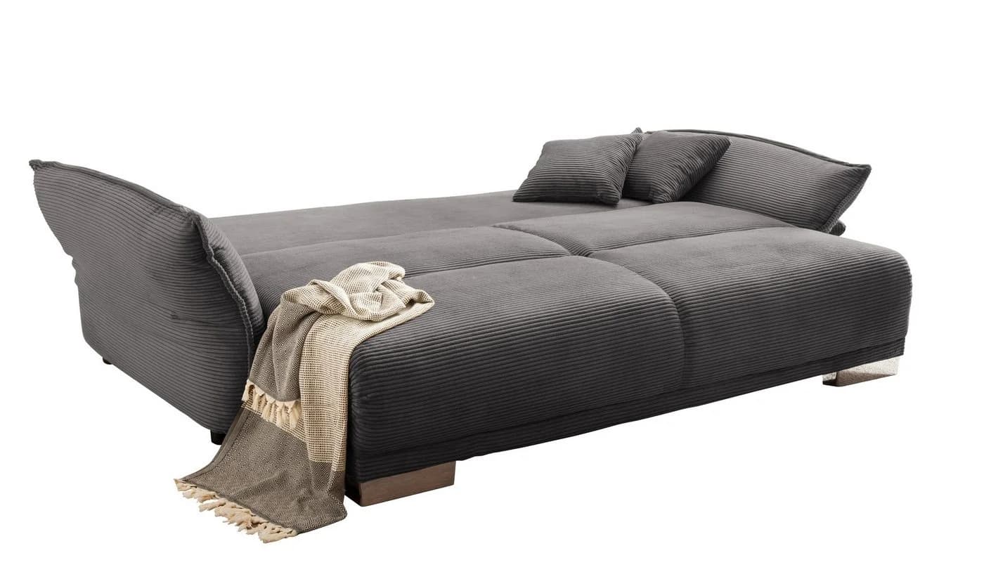 luma-home Big-Sofa 17214, mit Bettfunktion, Cord Grau Anthrazit - Bild 1