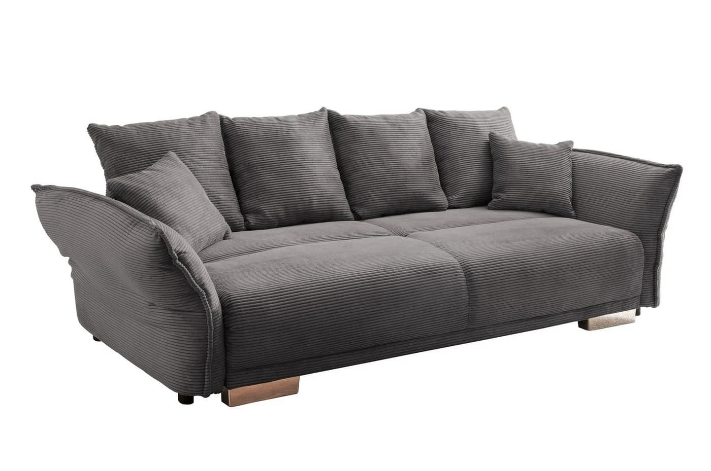 luma-home Big-Sofa 17214, mit Bettfunktion, Cord Grau Anthrazit - Bild 2