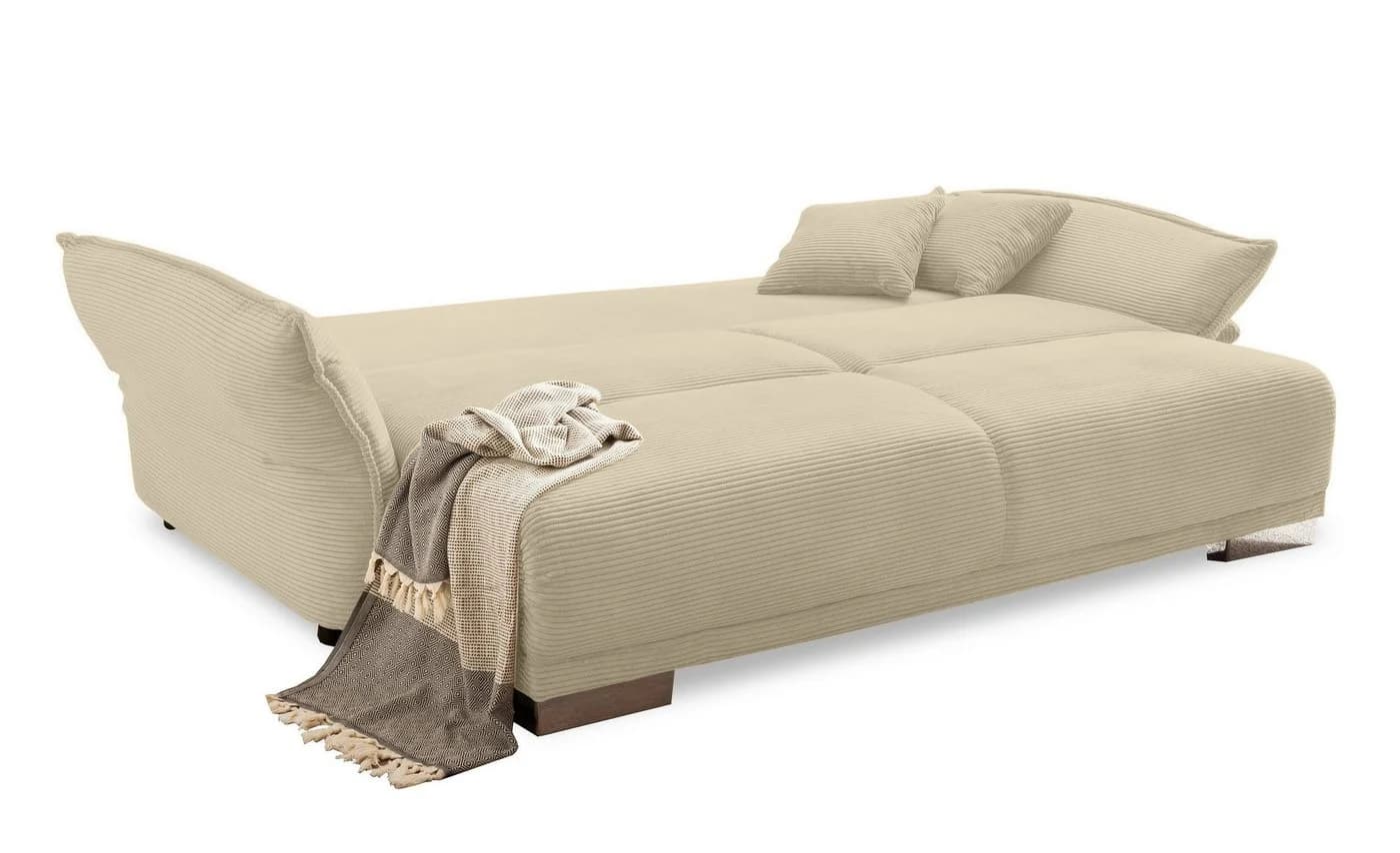 luma-home Big-Sofa mit Bettfunktion und Stauraum Beige Grau