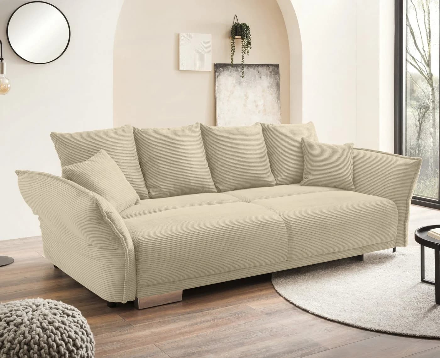luma-home Big-Sofa mit Bettfunktion und Stauraum Beige Grau - Bild 3