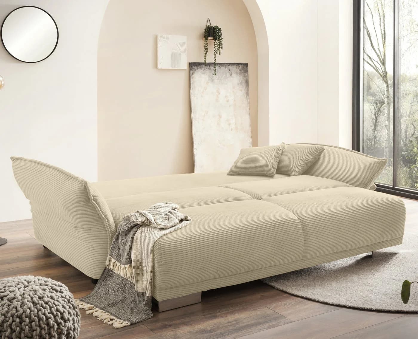 luma-home Big-Sofa mit Bettfunktion und Stauraum Beige Grau - Bild 4