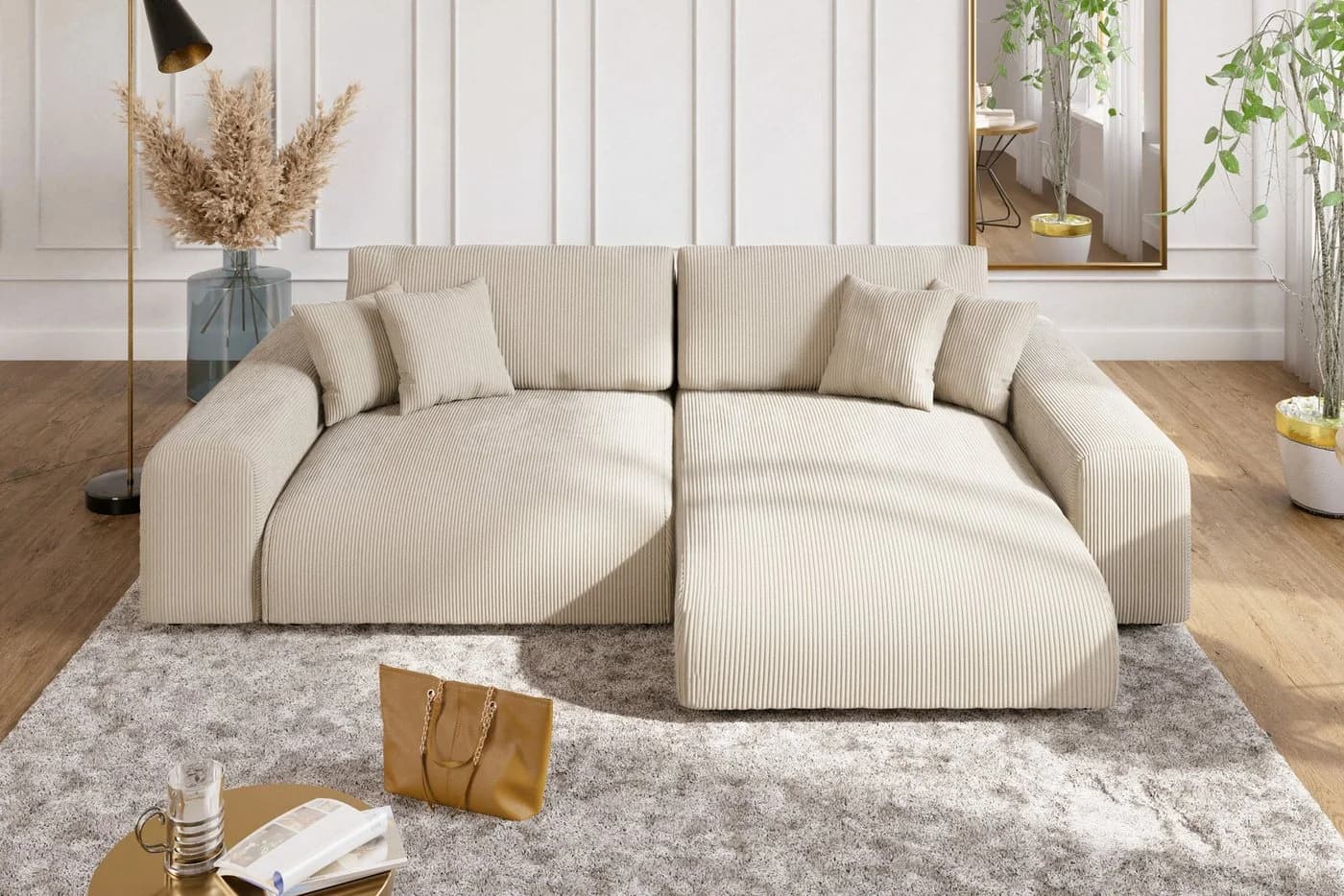 luma-home Ecksofa mit Schlaffunktion und Bettkasten Beige - Bild 3