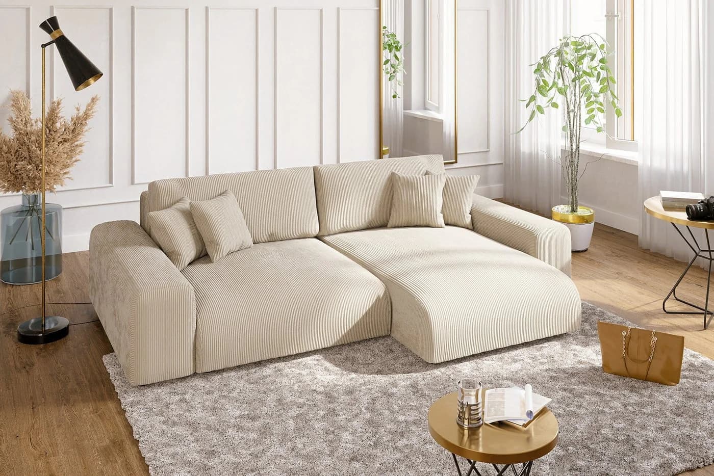 luma-home Ecksofa mit Schlaffunktion und Bettkasten Beige - Bild 4