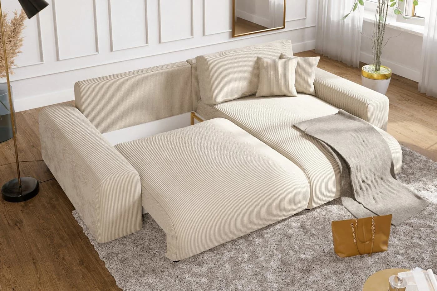 luma-home Ecksofa mit Schlaffunktion und Bettkasten Beige - Bild 5