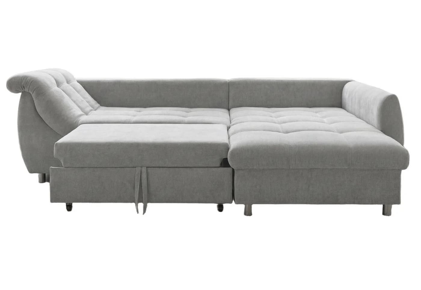 luma-home Ecksofa 17003 Grau mit Schlaffunktion und Ottomane