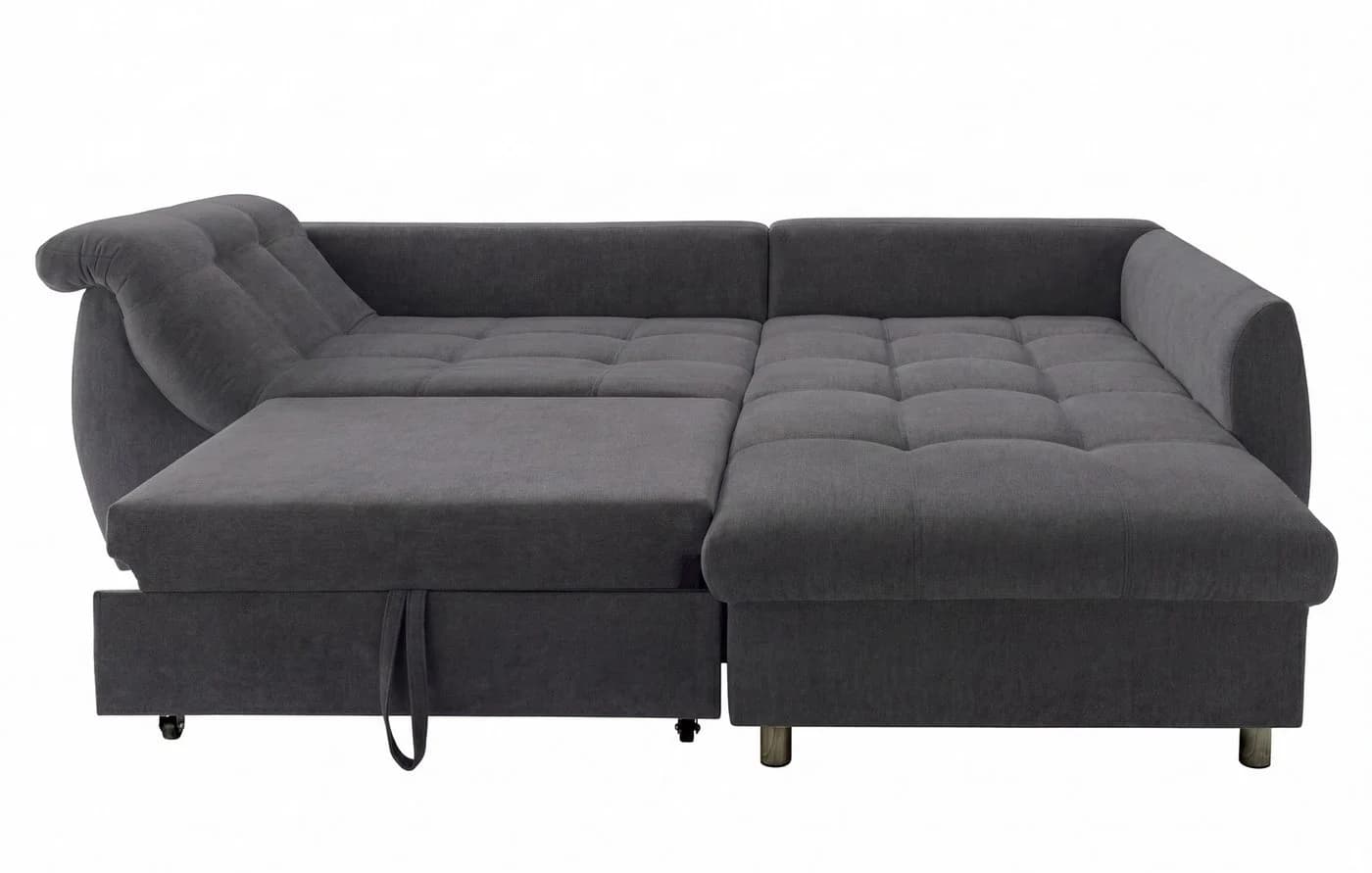 luma-home Ecksofa 17005 mit Bettfunktion, Mikrofaser Anthrazit