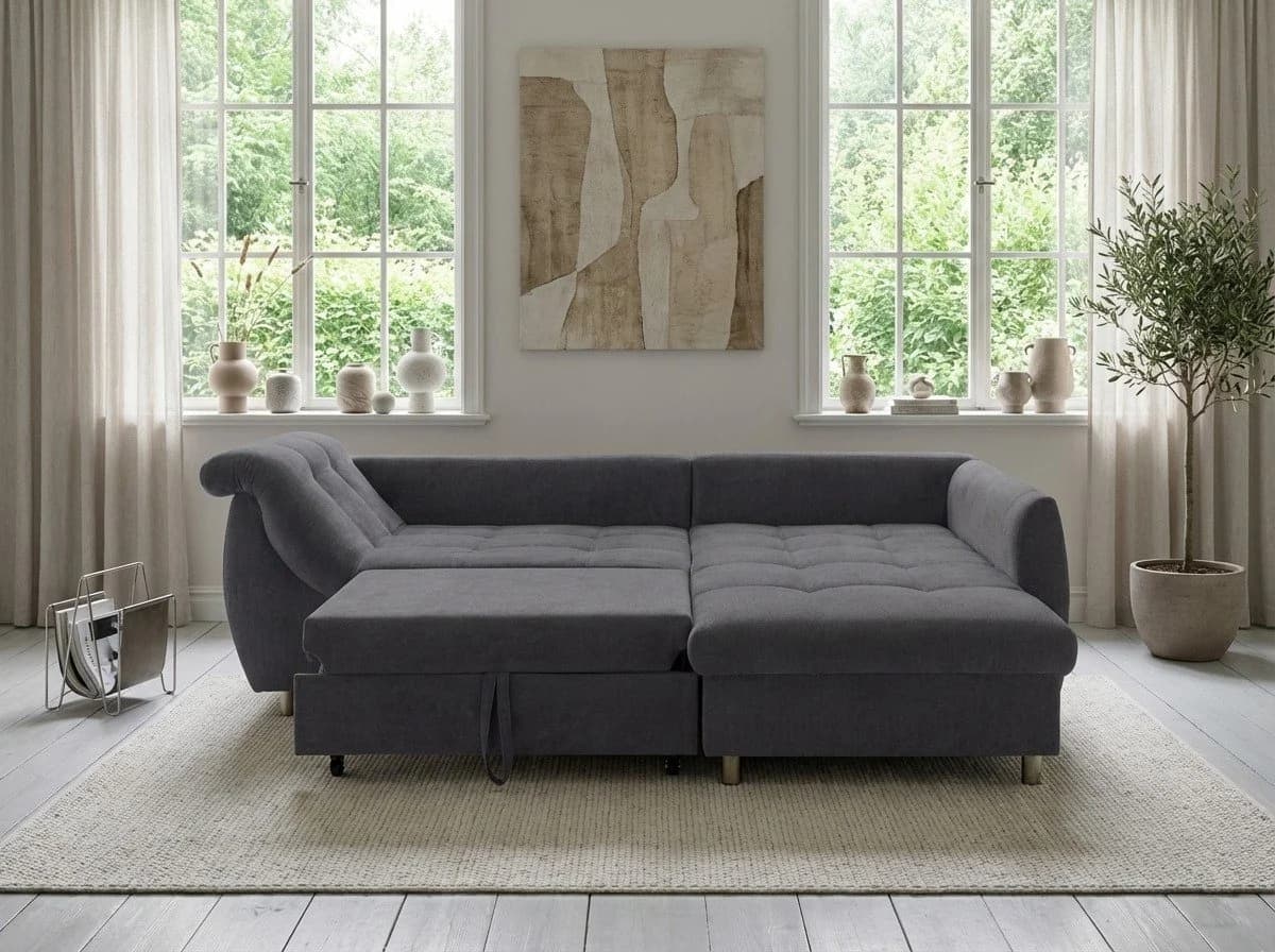 luma-home Ecksofa 17005 mit Bettfunktion, Mikrofaser Anthrazit - Bild 4