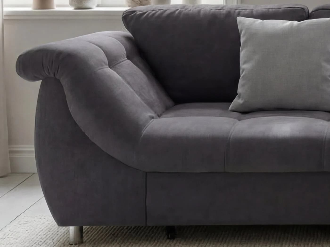 luma-home Ecksofa 17005 mit Bettfunktion, Mikrofaser Anthrazit - Bild 5