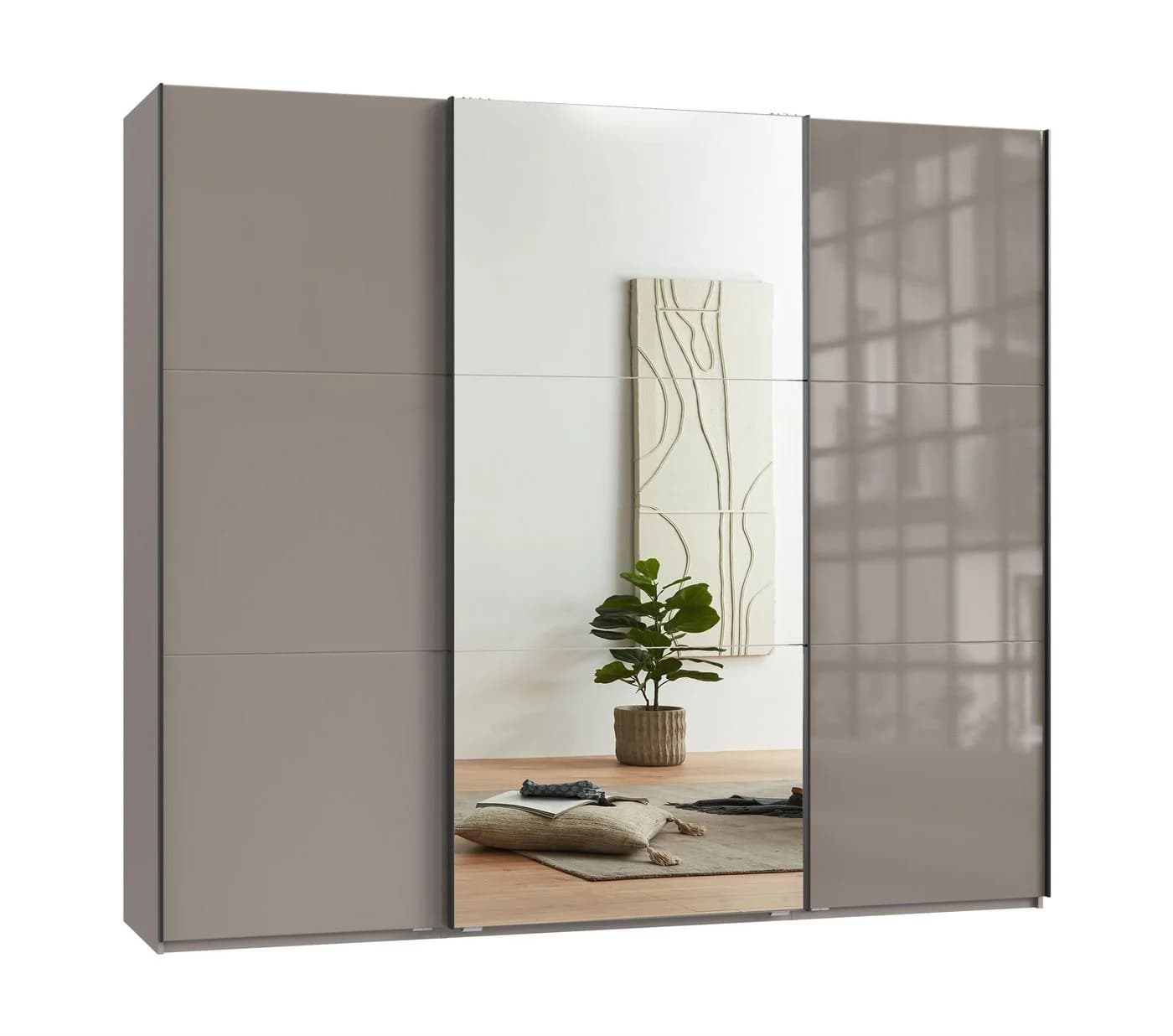 luma-home Schwebetürenschrank 22034 Sand Grau Glasfront Spiegel - Bild 2