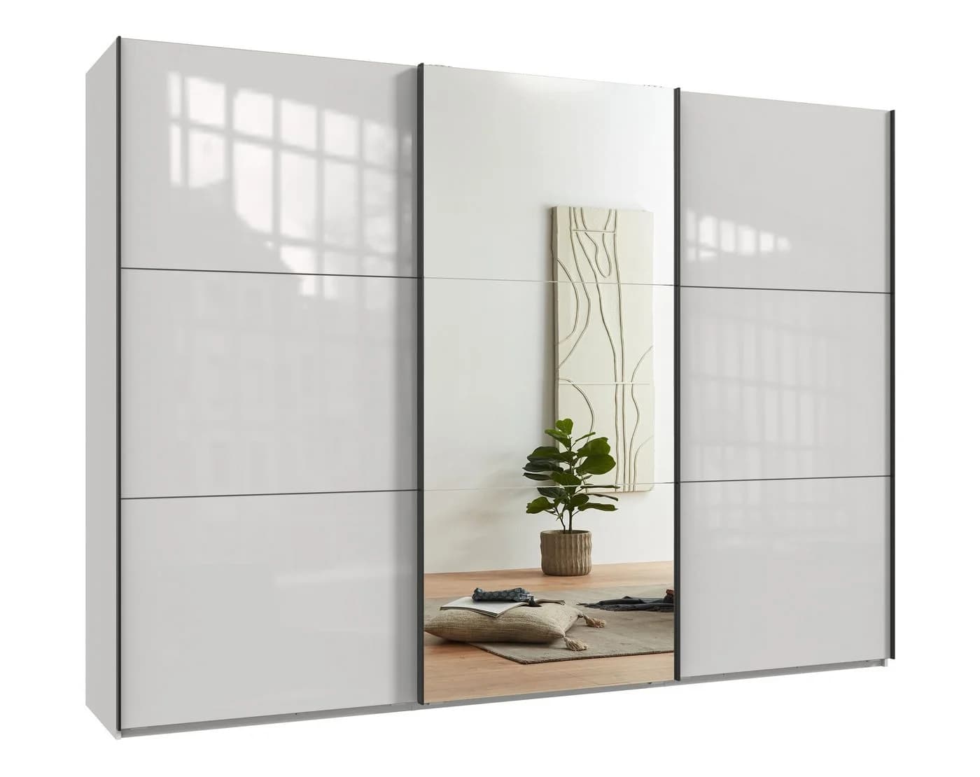luma-home Schwebetürenschrank 22039 Weiß Glasfront Spiegel - Bild 2