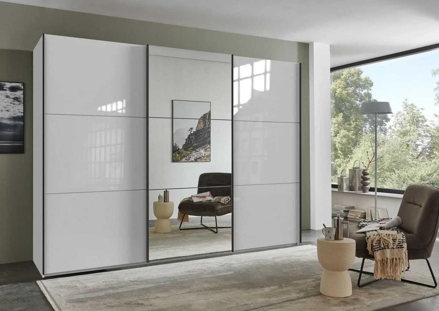 luma-home Schwebetürenschrank 22039 Weiß Glasfront Spiegel - Bild 3