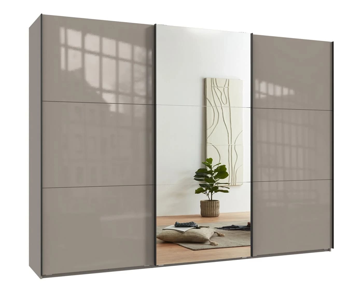 luma-home Schwebetürenschrank 22040 Sand Grau Glasfront Spiegel - Bild 2