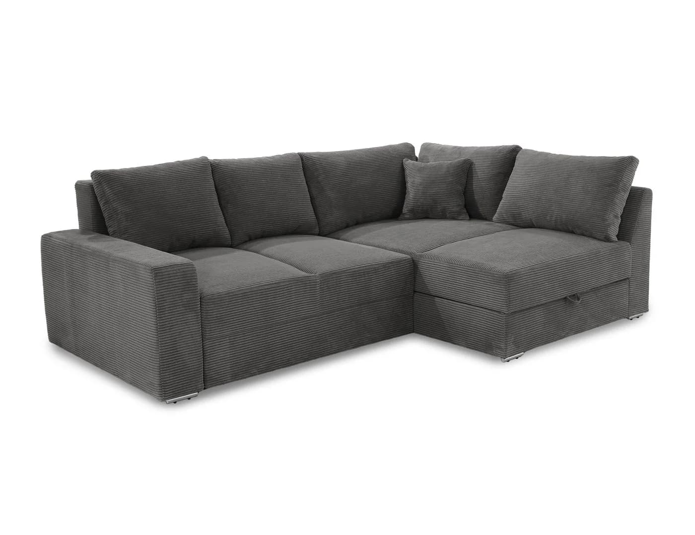 luma-home Ecksofa 15233 Grau Cord Boxspring mit Schlaffunktion - Bild 2