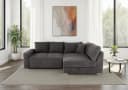luma-home Ecksofa 15233 Grau Cord Boxspring mit Schlaffunktion Bild 3