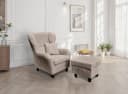 luma-home Ohrensessel mit Hocker und Zierkissen Taupe Cordstoff Bild 1