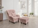 luma-home Ohrensessel mit Hocker und Kissen Cordstoff Rosa Bild 1