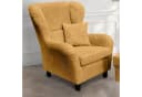 luma-home Ohrensessel 18022 mit Hocker und Zierkissen, Wellenunterfederung, Bezug Cordstoff in Gold Ockergelb Bild 3