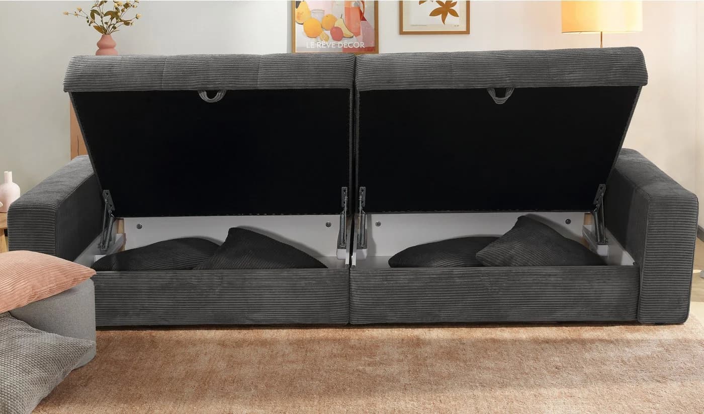 luma-home Big-Sofa 15261 Lounge Couch Dunkelgrau Cord - Bild 4