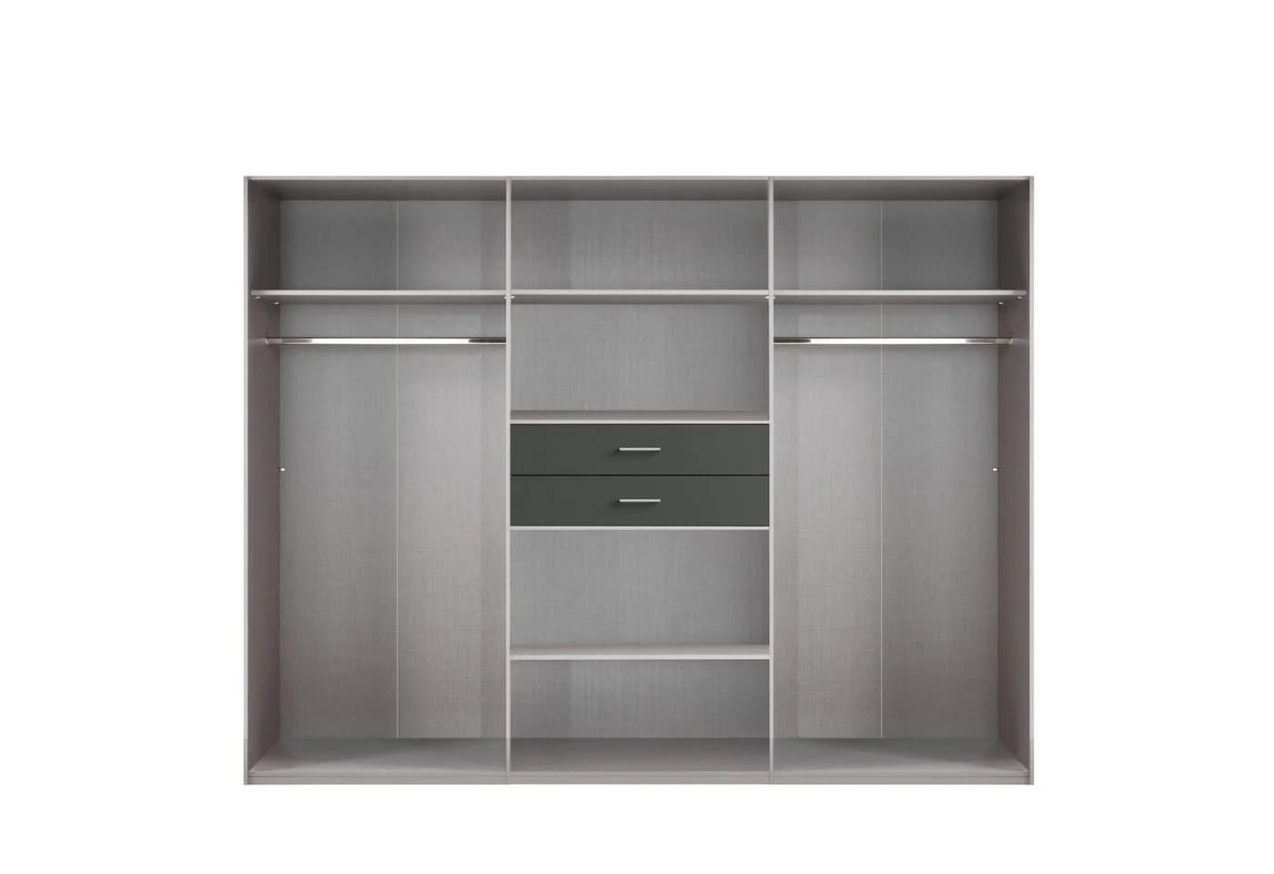 luma-home Drehtürenschrank Weiß mit Spiegeln und Schubkästen