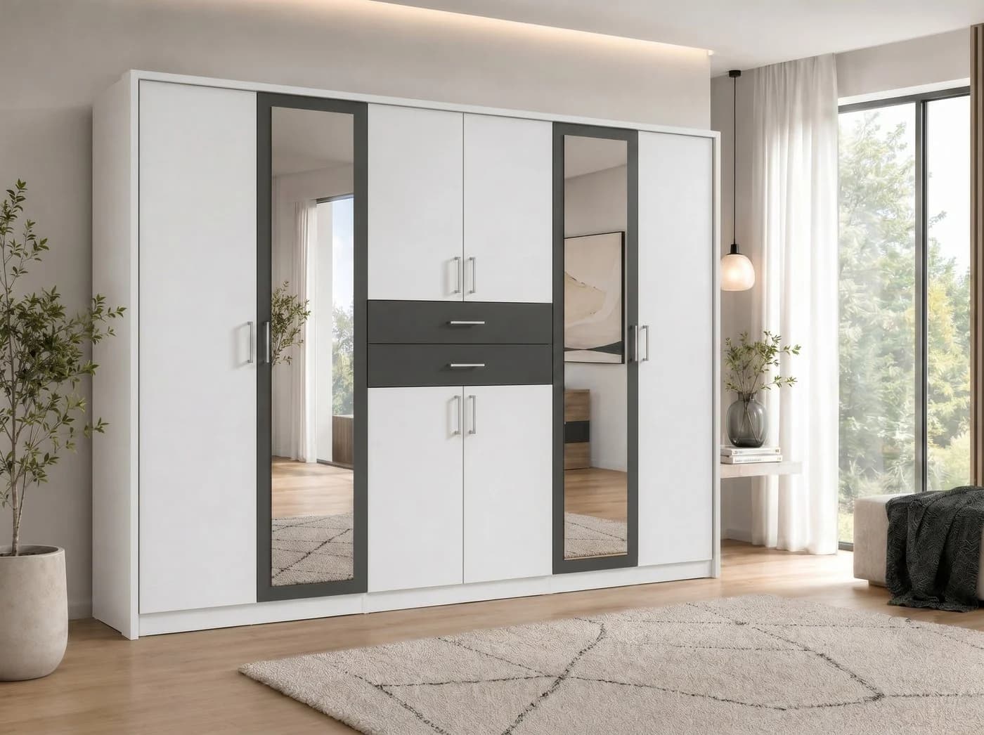 luma-home Passepartoutrahmen Weiß für Kleiderschrank 270 cm