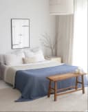 Sandiik Bio-Musselin Wohndecke Double Face Dunkelblau/Beige Bild 2