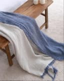 Sandiik Bio-Musselin Wohndecke Double Face Dunkelblau/Beige Bild 3