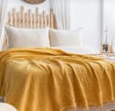 Sandiik Musselin Wohndecke Double Face Gelb/Beige Biobaumwolle Bild 2