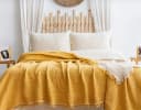 Sandiik Musselin Wohndecke Double Face Gelb/Beige Biobaumwolle Bild 3