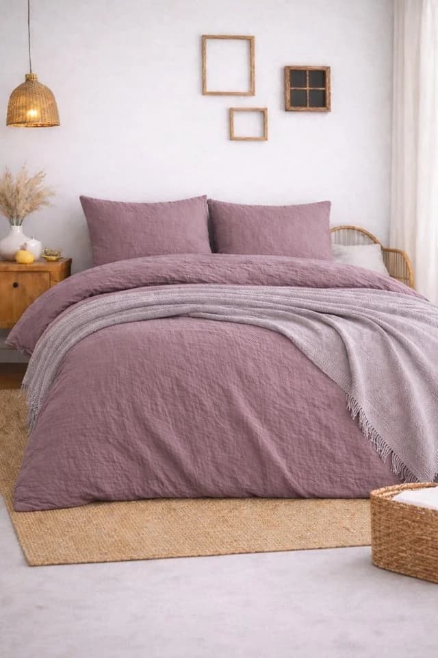 Sandiik Musselin Bettwäsche Mauve aus Bio-Baumwolle - Bild 2