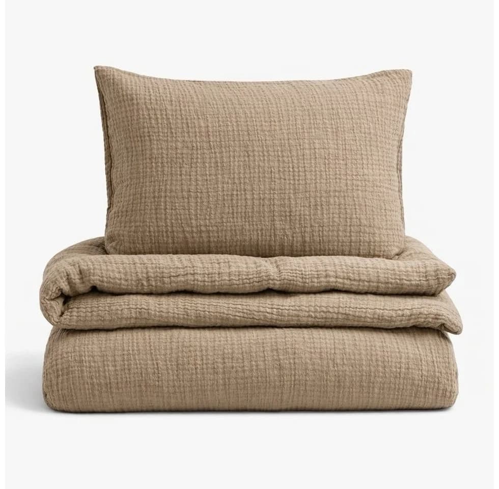 Sandiik Musselin Bettwäsche Warm Taupe 100% Biobaumwolle Made in Stuttgart - Bild 3