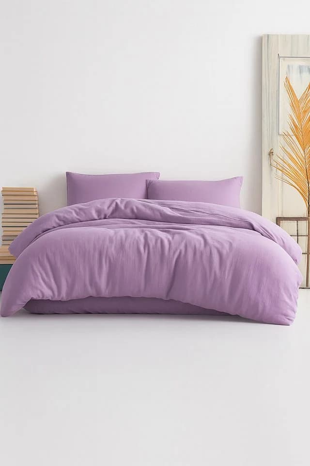 Sandiik Bettwäsche Musselin Fuchsia Biobaumwolle mit Reißverschluss