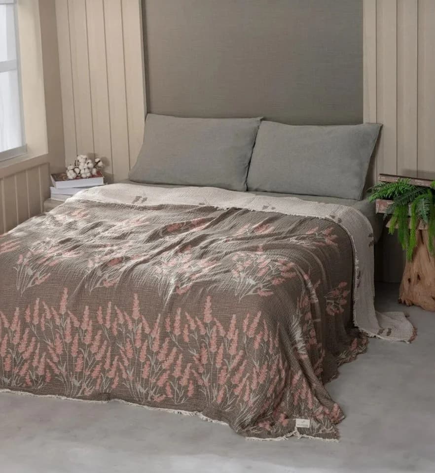Sandiik Musselin Wohndecke 4-lagig Double Face Beige/Braun - Bild 2