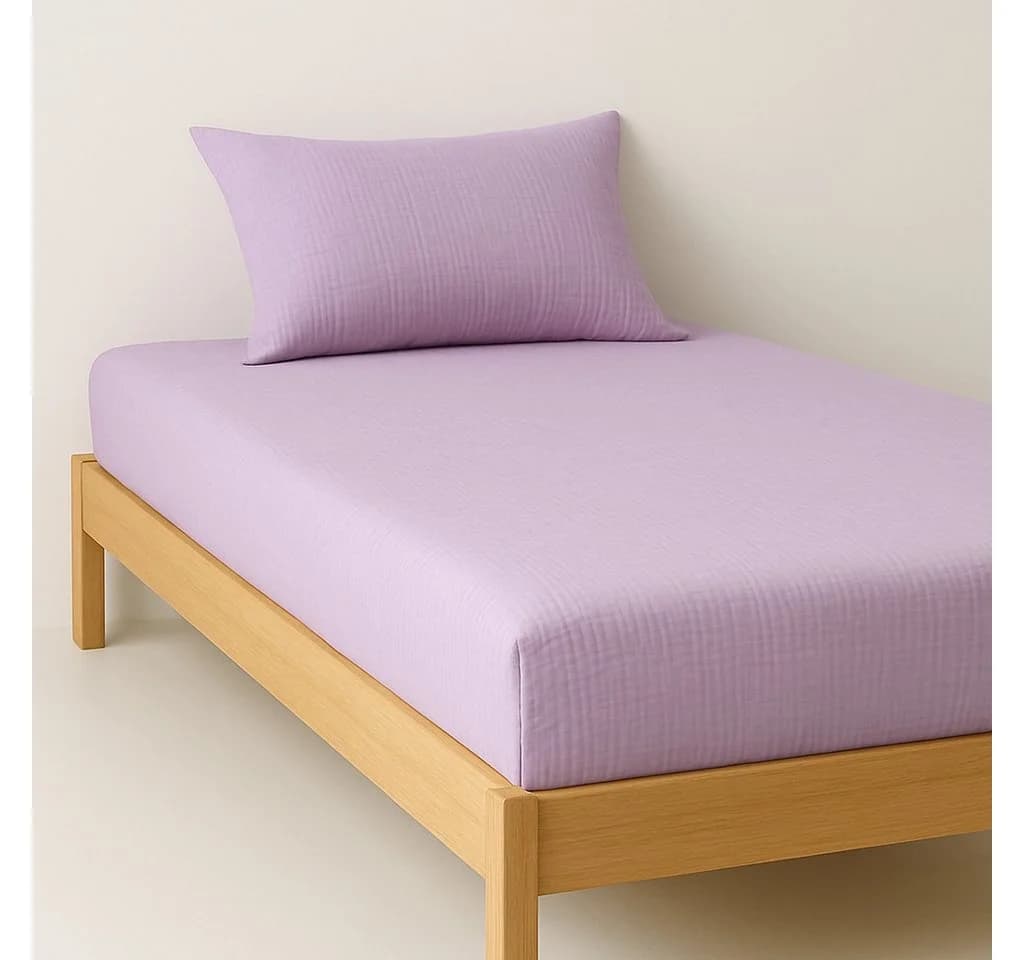 Sandiik Spannbettlaken Musselin Fuchsia Biobaumwolle - Bild 2