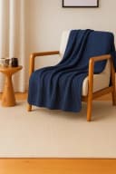 Sandiik Plaid Musselin aus Biobaumwolle Dunkelblau Made in Germany Bild 2