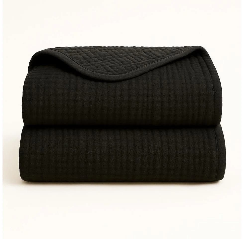 Bio-Musselin-Plaid 120x180 cm Schwarz Sandiik
