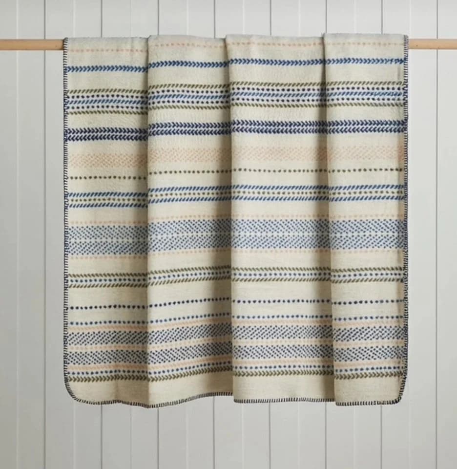 Sandiik Wohndecke Smooth Stripe aus Biobaumwolle Beige