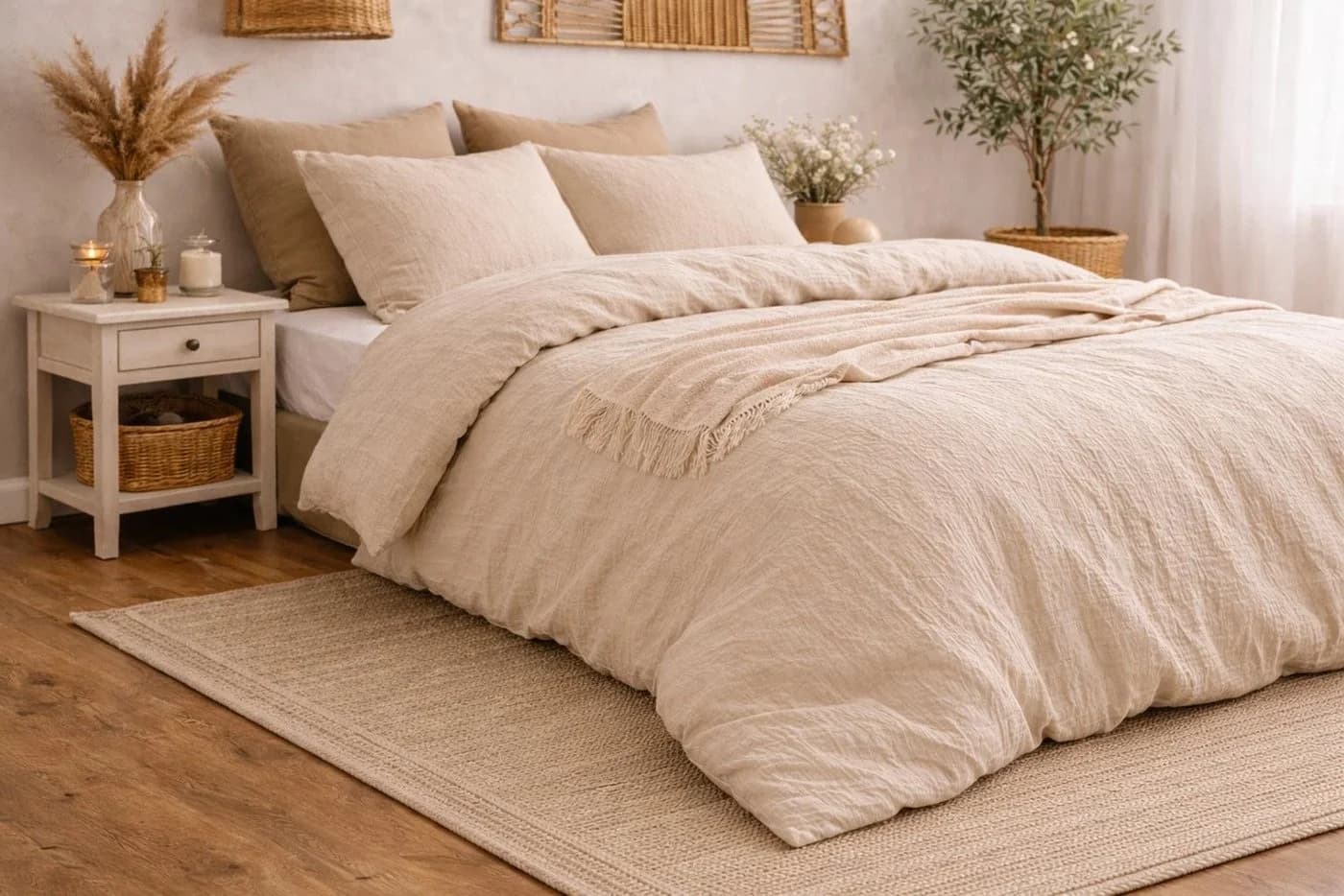 Sandiik Musselin Bettwäsche Oat Beige 100% Biobaumwolle