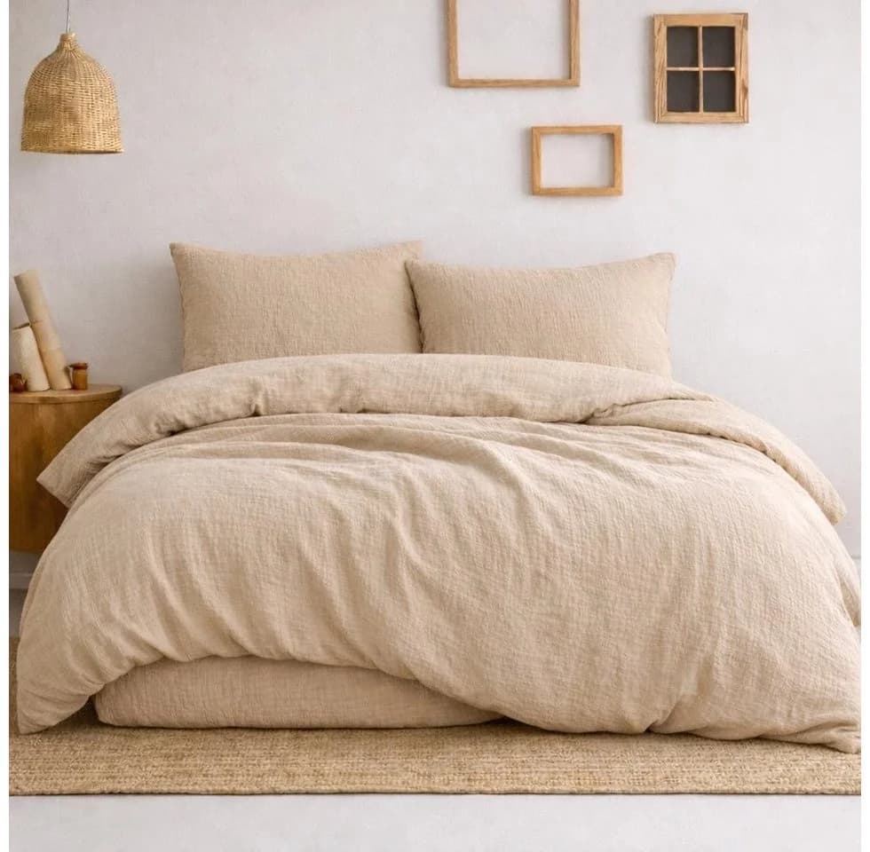 Sandiik Musselin Bettwäsche Oat Beige 100% Biobaumwolle - Bild 3