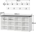 Hoobro Garderobe mit 9 Haken und Schuhbank 12 Fächer Weiß Bild 3