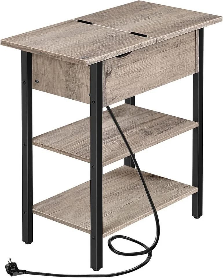 Hoobro Beistelltisch mit Ladestation und Flip-Top Schwarz - Bild 2